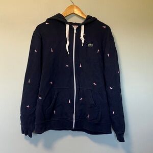 Lacoste Navy Hoodie with Sailboat Design French Flag Size 8